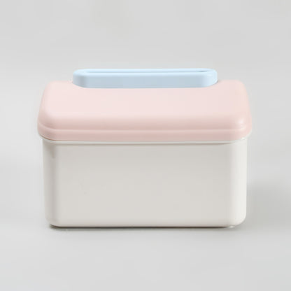 Macaron Series Little House Tissue Box with Wall Mount Sticker-  Pink &amp; Blue
