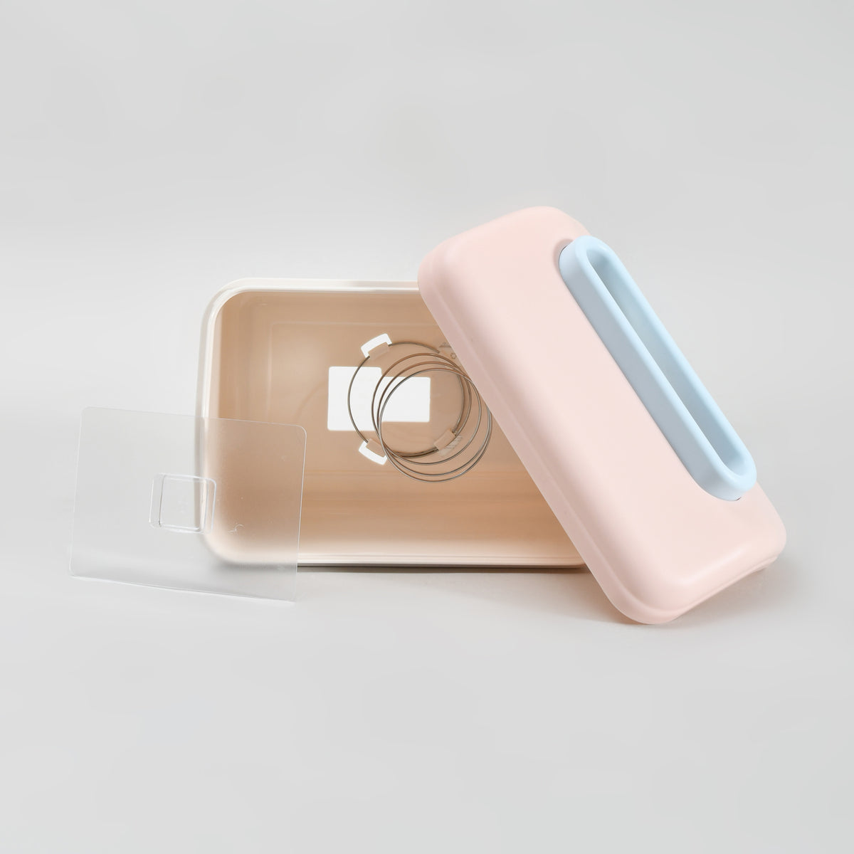 Macaron Series Little House Tissue Box with Wall Mount Sticker-  Pink &amp; Blue