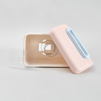 Macaron Series Little House Tissue Box with Wall Mount Sticker-  Pink &amp; Blue