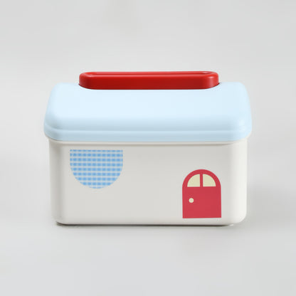 Macaron Series Little House Tissue Box with Wall Mount Sticker-  Pink &amp; Blue