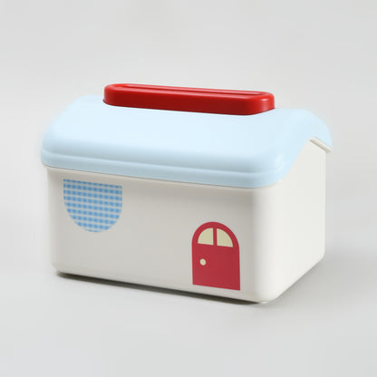 Macaron Series Little House Tissue Box with Wall Mount Sticker-  Pink &amp; Blue