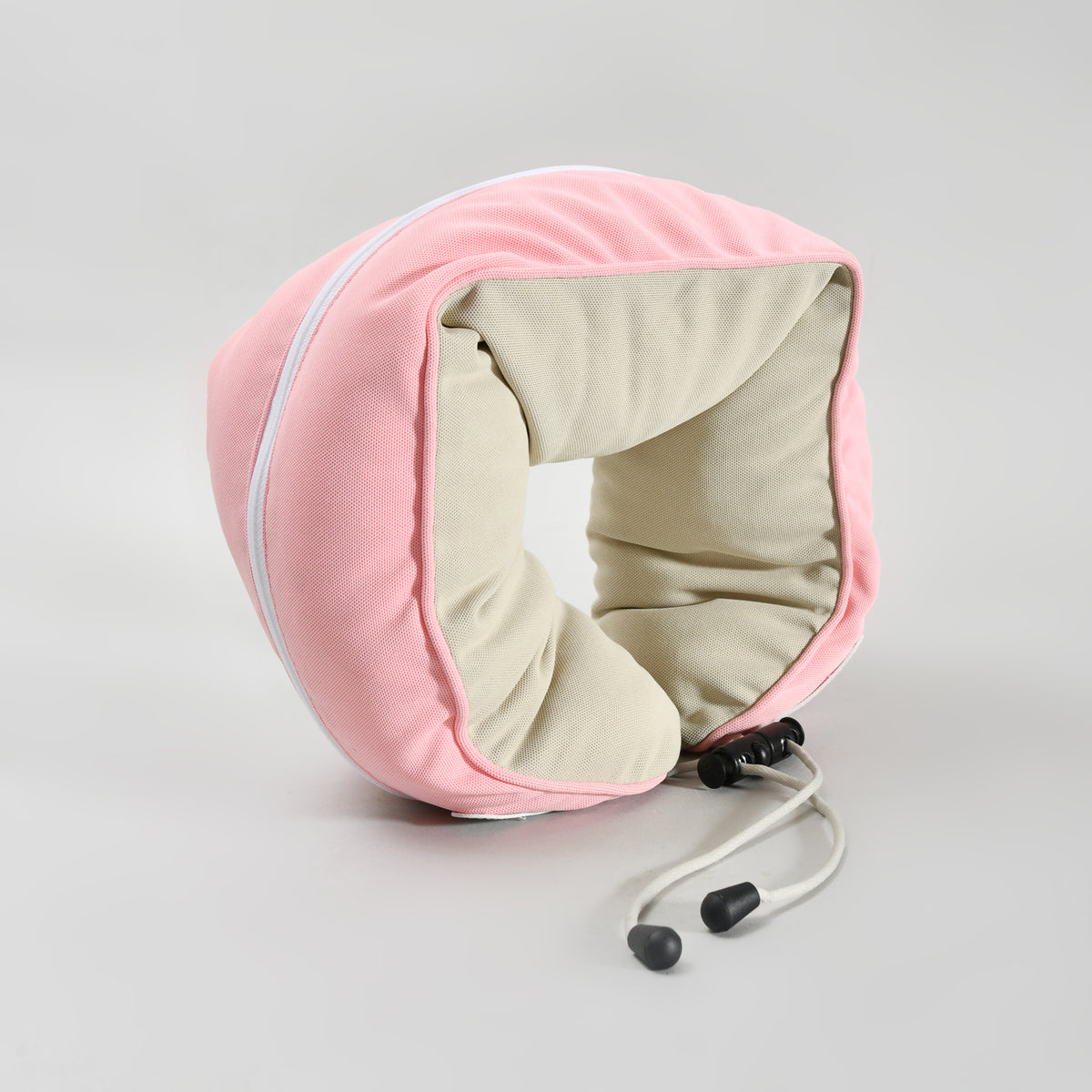 Micro-Bead U-Shaped Neck Pillow with Splicing Beads - Pink