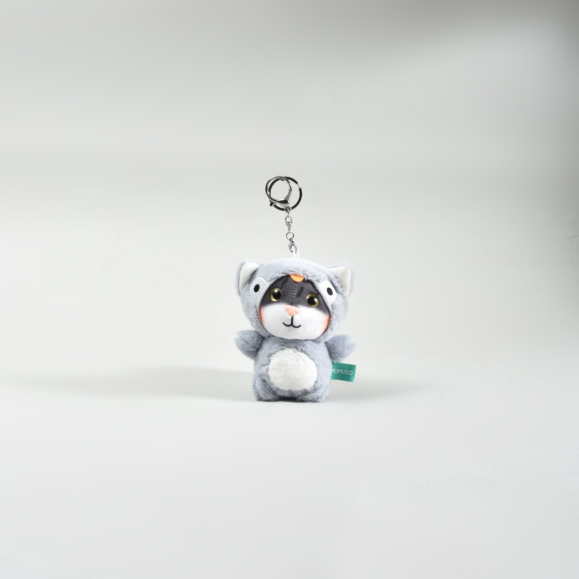 Mumuso's Adorable Hooded Kitty Plush Keychain- Grey
