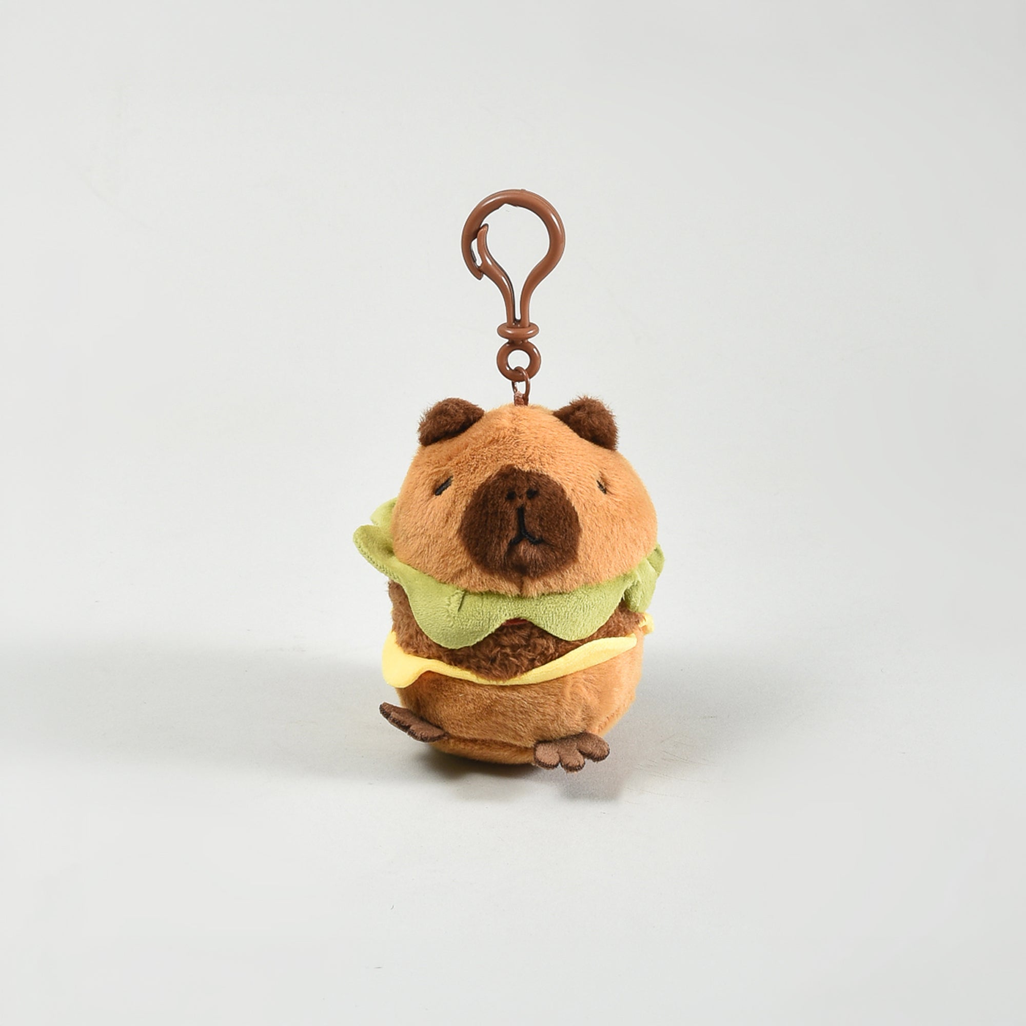 Cute Capybara Hamburger Plush Keychain