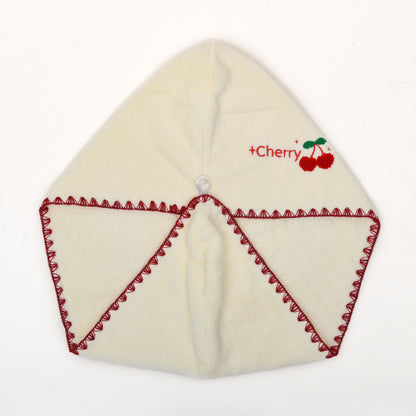 Water-Absorbent Coral Velvet Hair Drying Towel (Cherry)