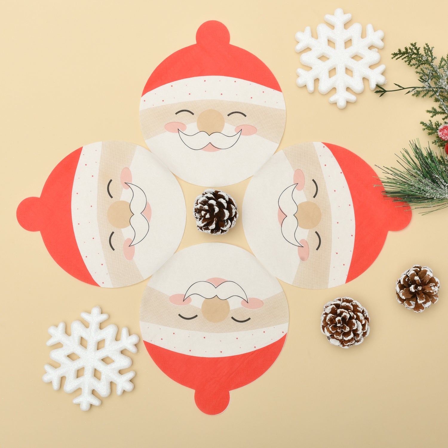 Santa Shaped Christmas Napkins- 20 sheets