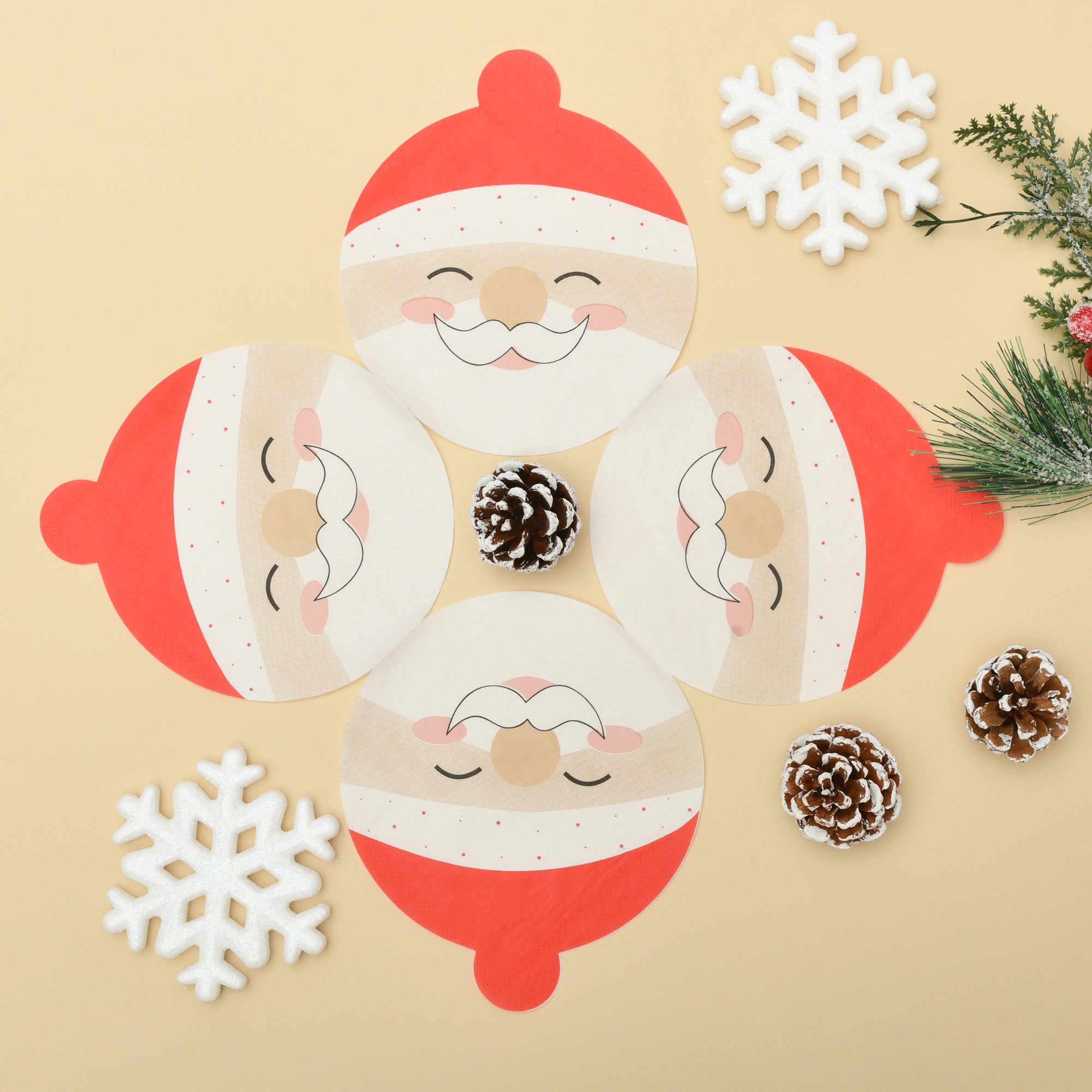 Santa Shaped Christmas Napkins- 20 sheets