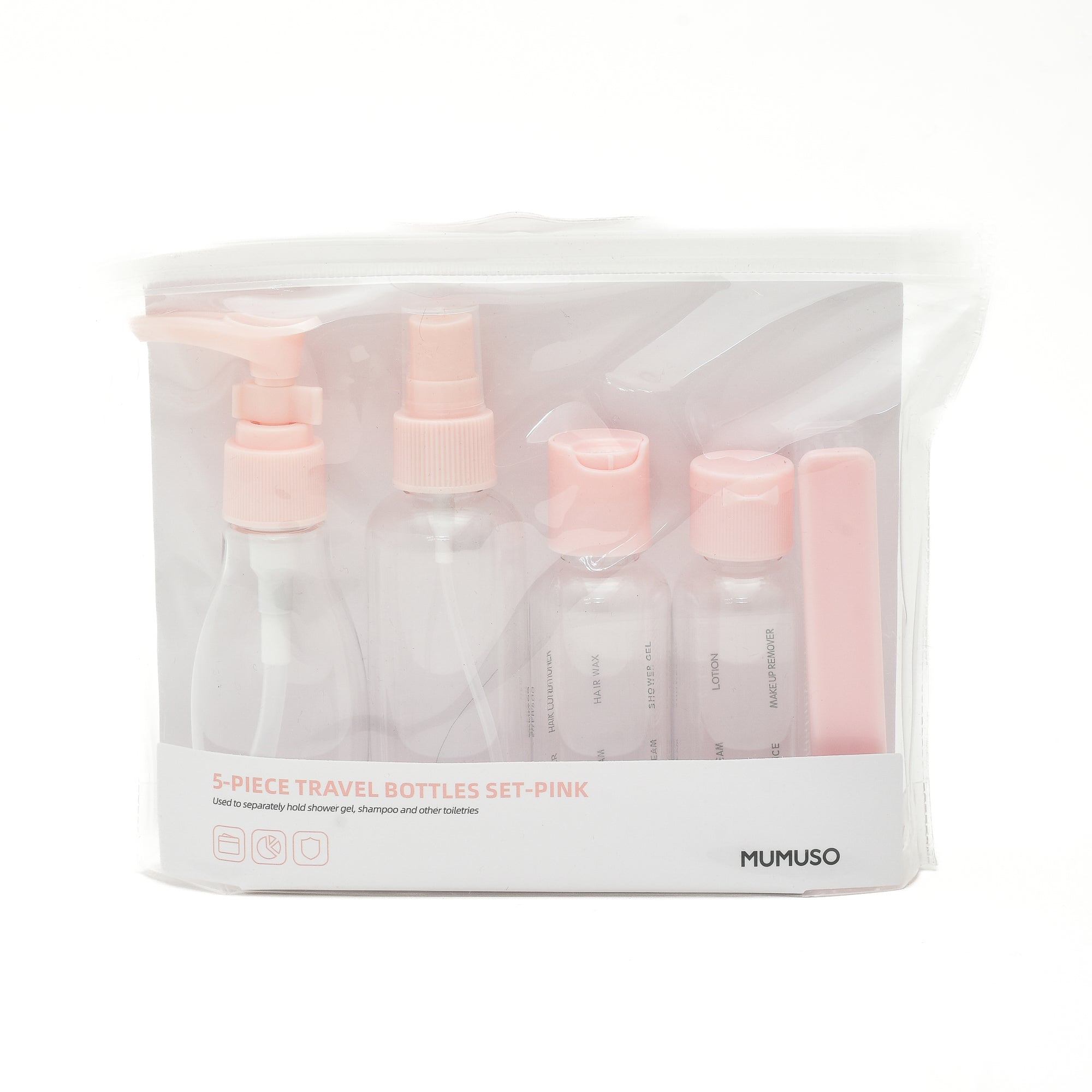 5-PIECE TRAVEL BOTTLES SET ( with Comb)-PINK