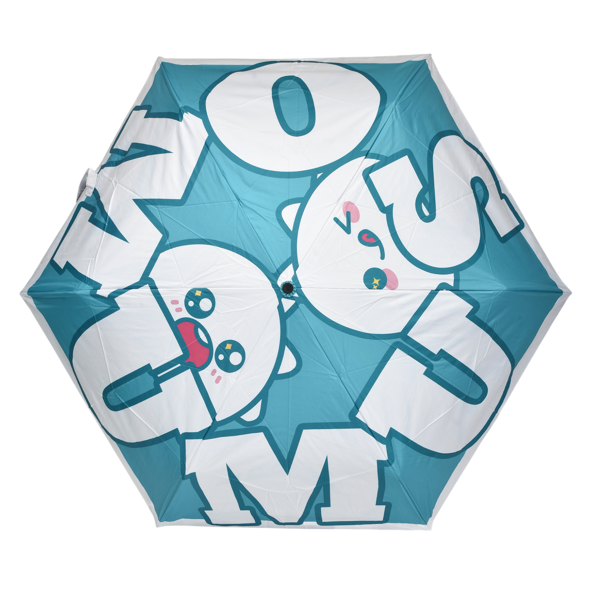 MUMUSO Compact Cartoon Umbrella – Teal Pop Edition