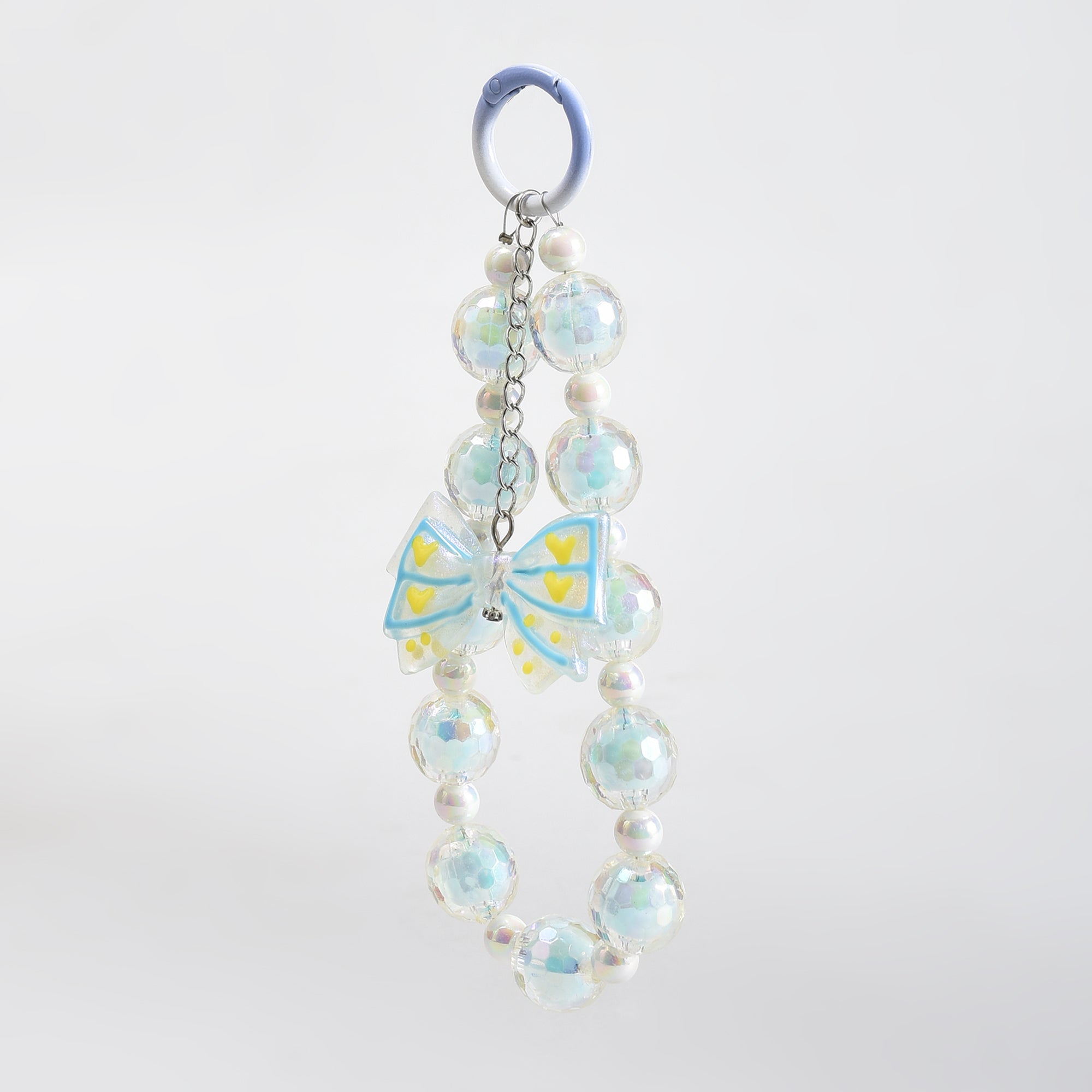 Mumuso Beaded Phone Wrist Strap with Bowknot Keychain- Perfect Mobile Accessory