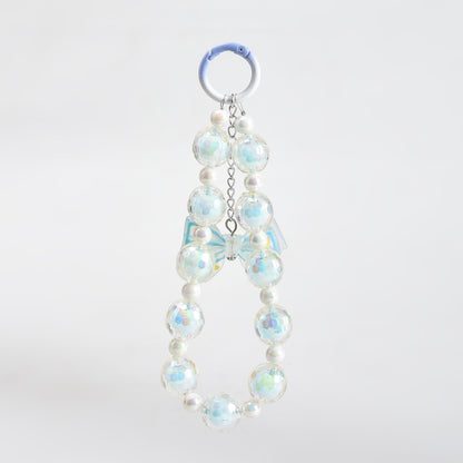 Mumuso Beaded Phone Wrist Strap with Bowknot Keychain- Perfect Mobile Accessory