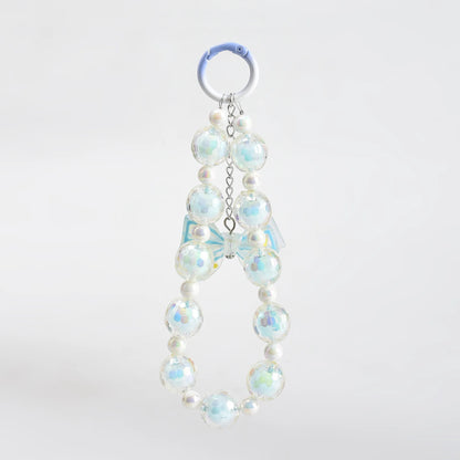 Mumuso Beaded Phone Wrist Strap with Bowknot Keychain- Perfect Mobile Accessory
