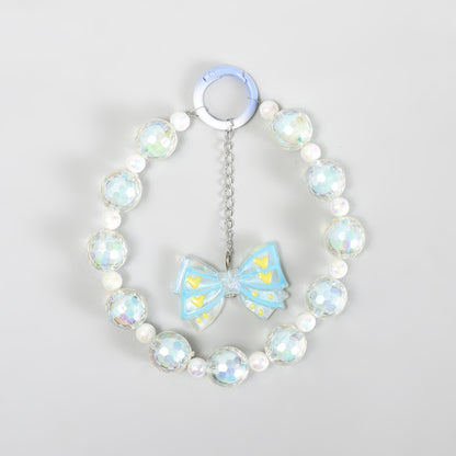 Mumuso Beaded Phone Wrist Strap with Bowknot Keychain- Perfect Mobile Accessory