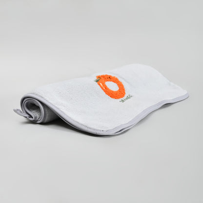Fun Fruit Print Face Towel - Grey / Pink