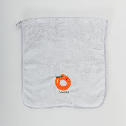 Fun Fruit Print Face Towel - Grey / Pink