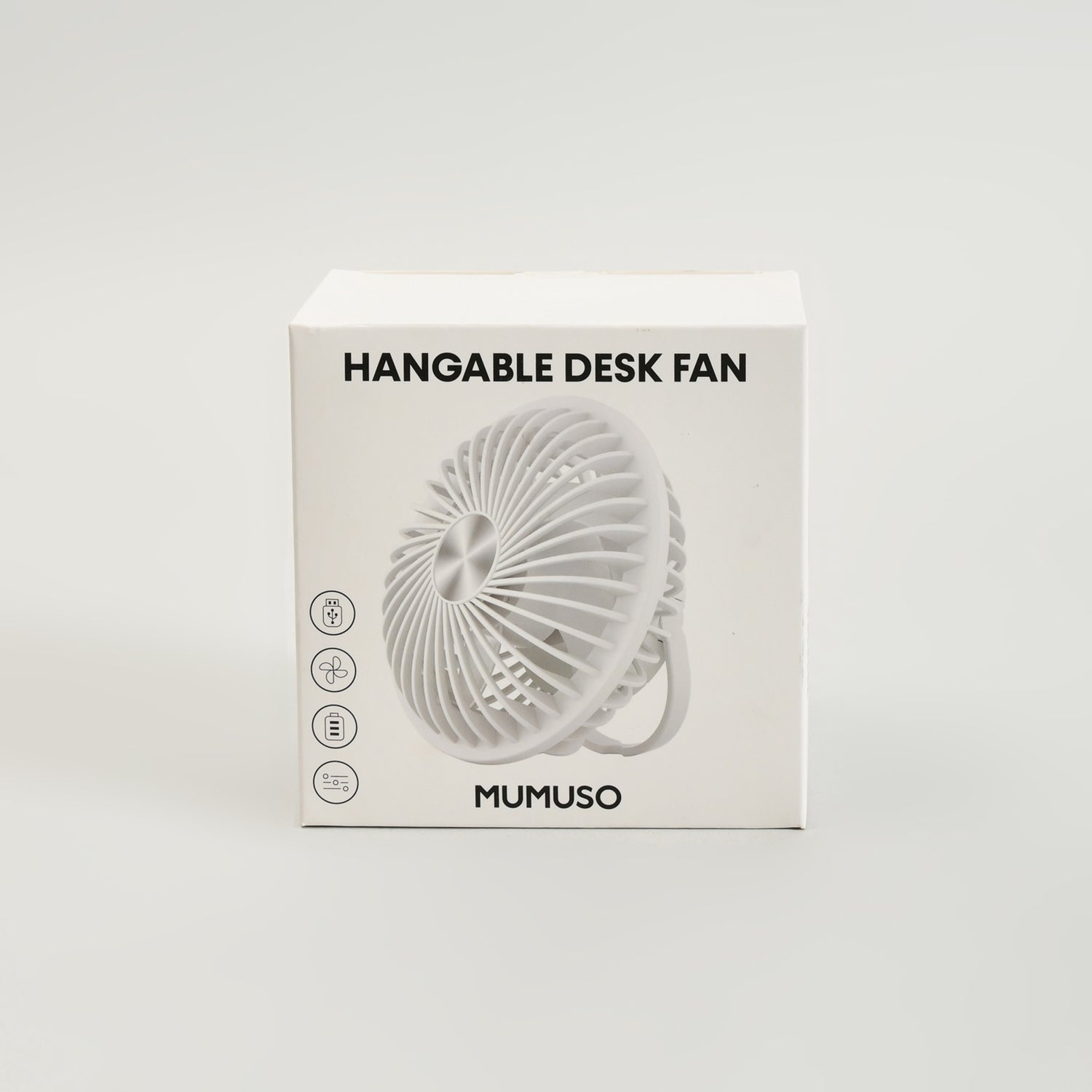Mumuso White Hangable Desk Fan- 180 Rotation Stand