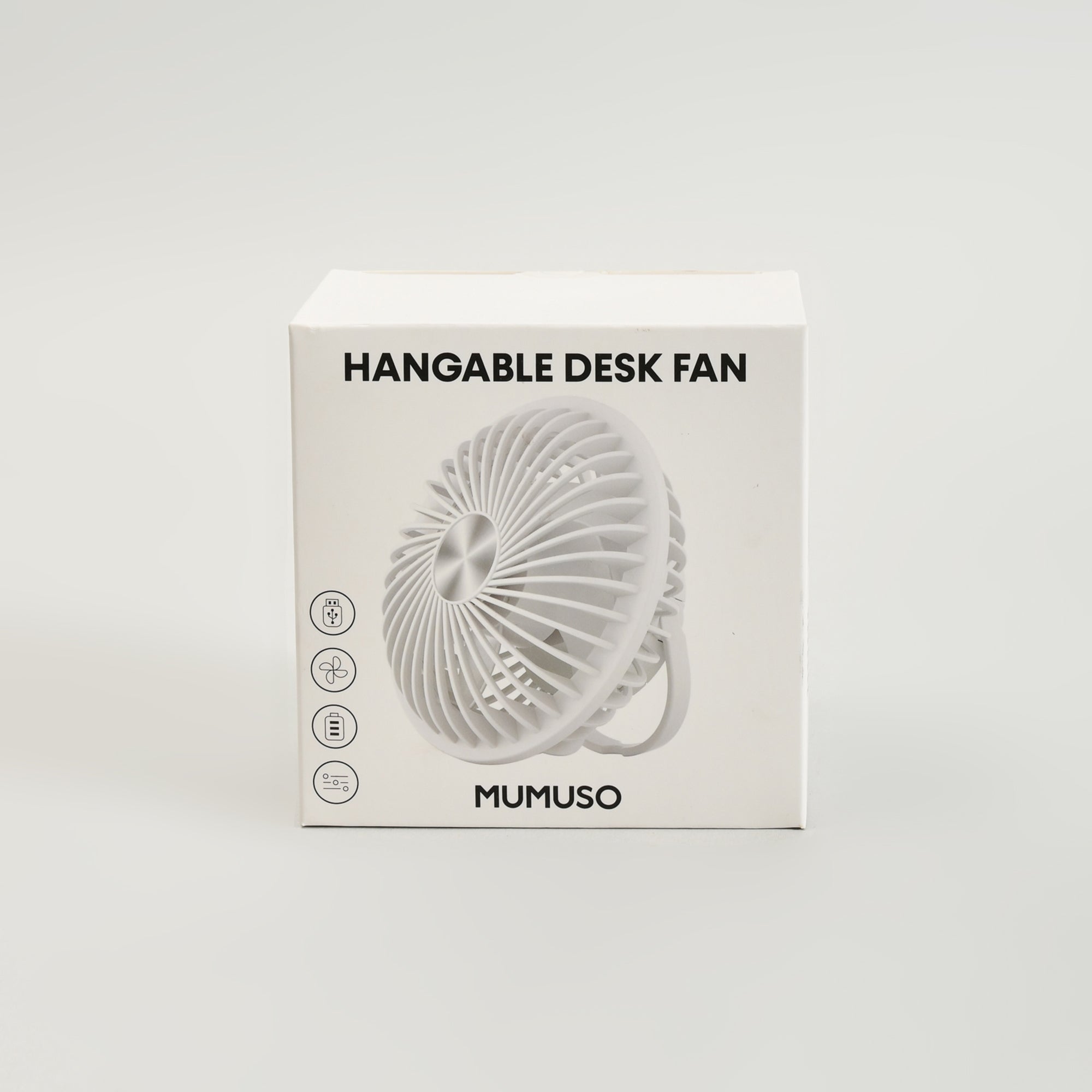Mumuso White Hangable Desk Fan- 180 Rotation Stand
