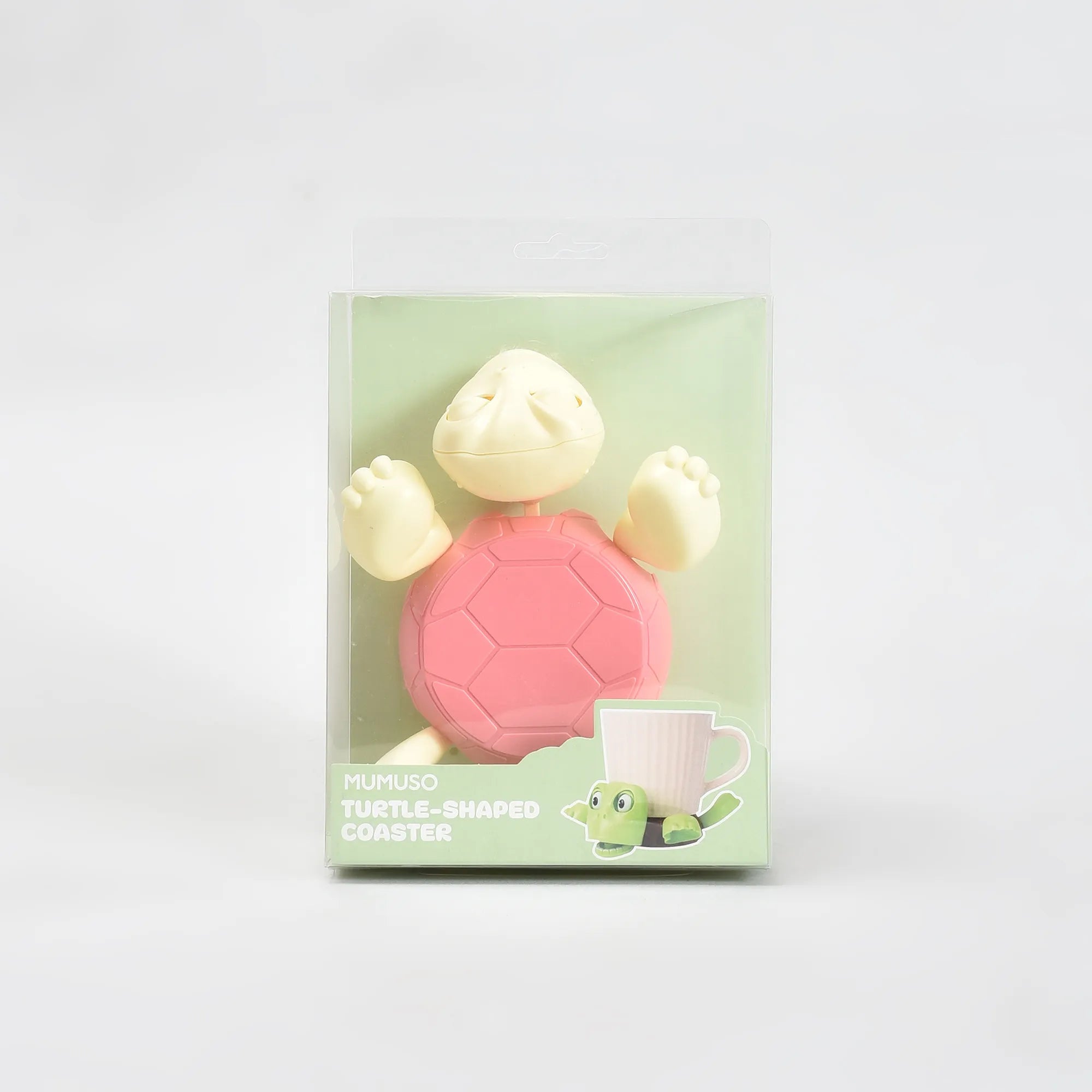 Mumuso Ultra cute Turtle-Shaped Coaster — Pink &amp; Green