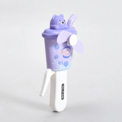 MUMUSO Bear Breeze Mini Handheld Fan- Brown and Purple- Perfect for Return Gifts!