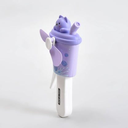 MUMUSO Bear Breeze Mini Handheld Fan- Brown and Purple- Perfect for Return Gifts!