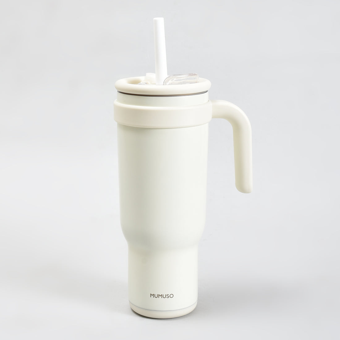 Mumuso Large Capacity Insulated Tumbler with Handle- Beige/ 1200ML