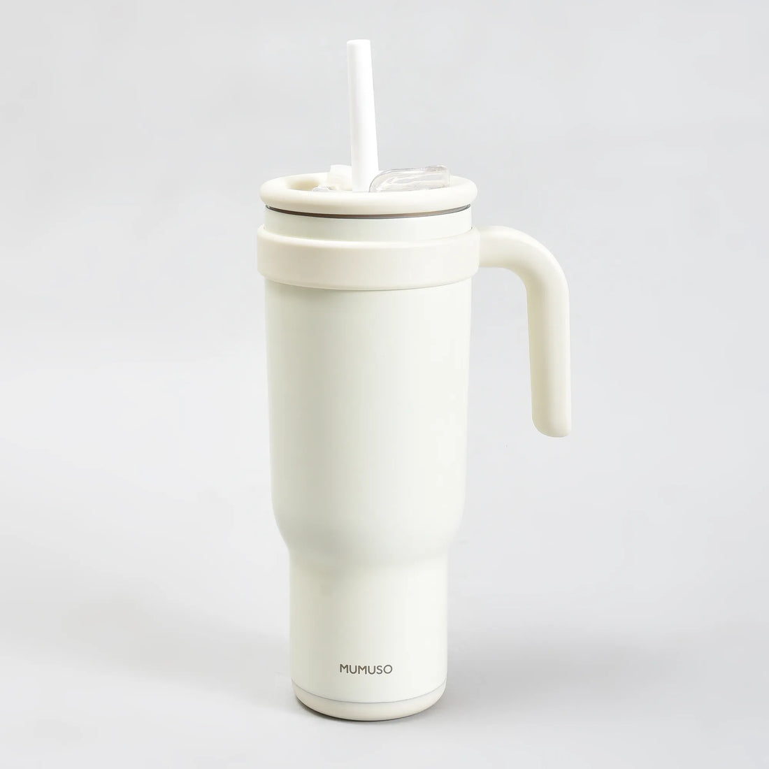 Mumuso Large Capacity Insulated Tumbler with Handle- Beige/ 1200ML
