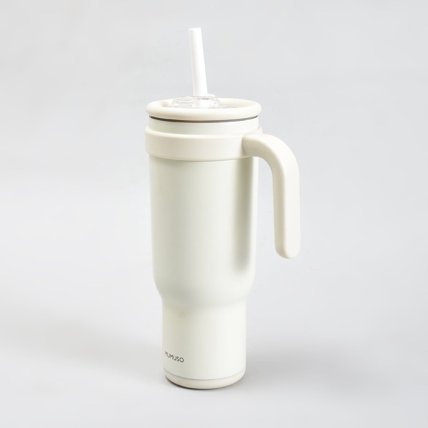 Mumuso Large Capacity Insulated Tumbler with Handle- Beige/ 1200ML