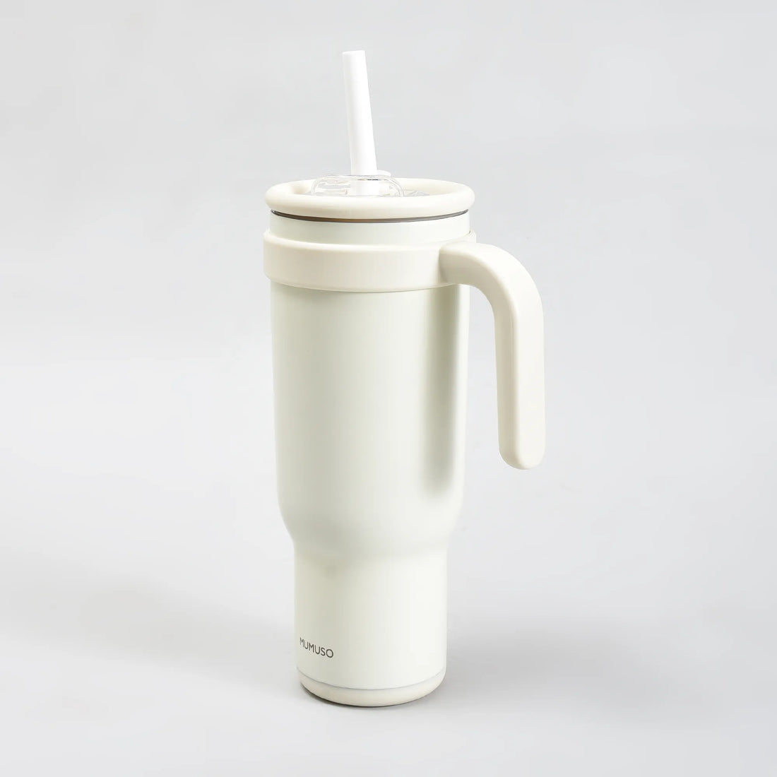 Mumuso Large Capacity Insulated Tumbler with Handle- Beige/ 1200ML