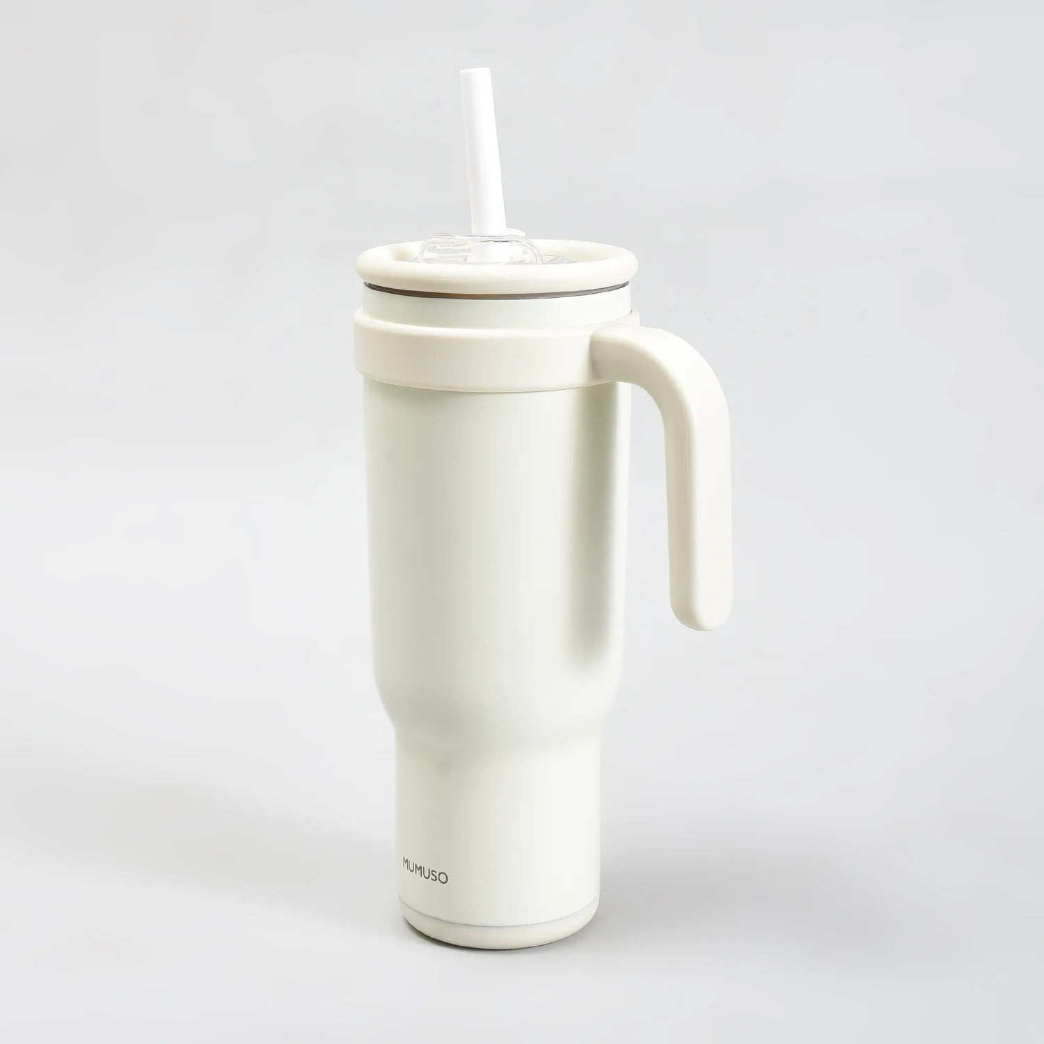 Mumuso Large Capacity Insulated Tumbler with Handle- Beige/ 1200ML