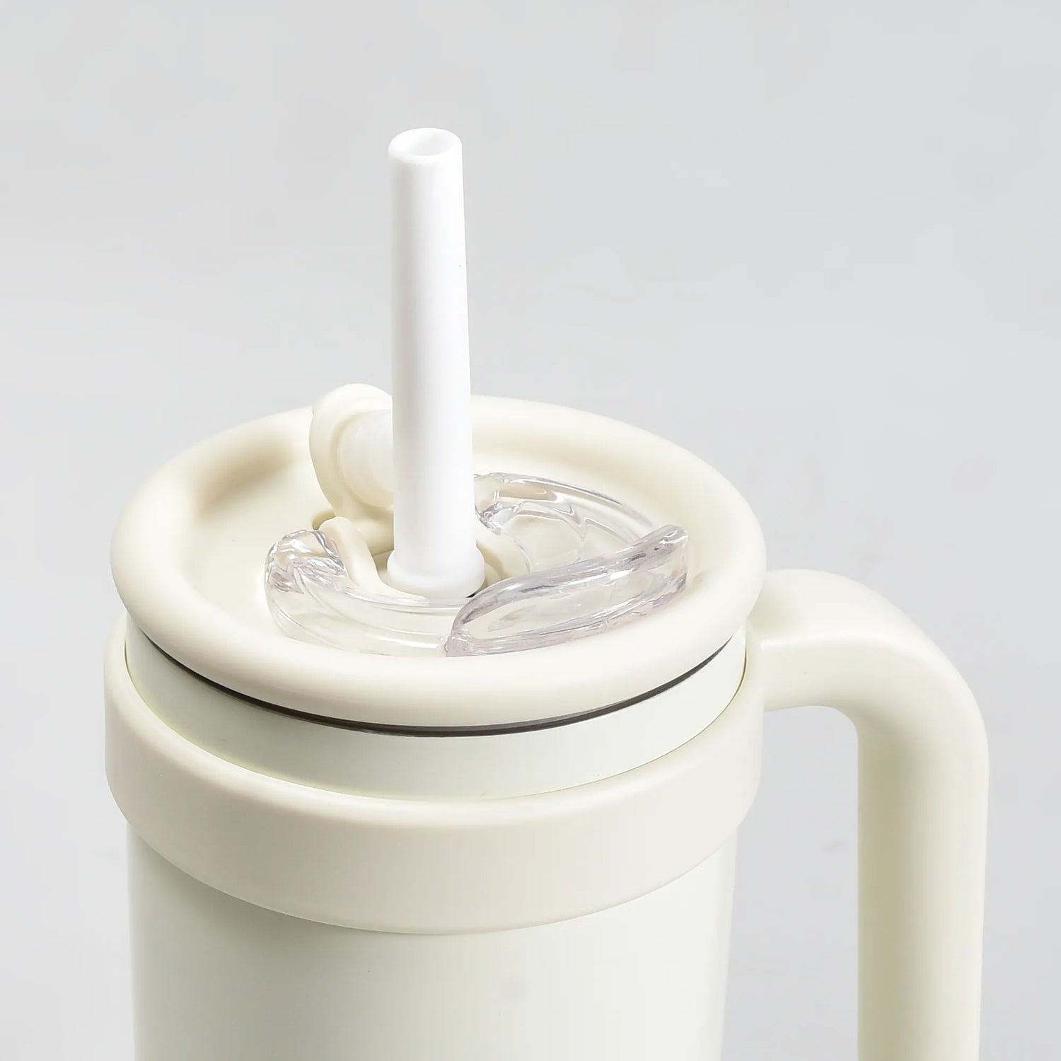 Mumuso Large Capacity Insulated Tumbler with Handle- Beige/ 1200ML