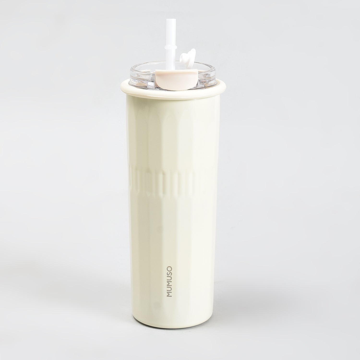 Mumuso Minimalist Insulate Tumbler with Flip Straw- OffWhite/500ml