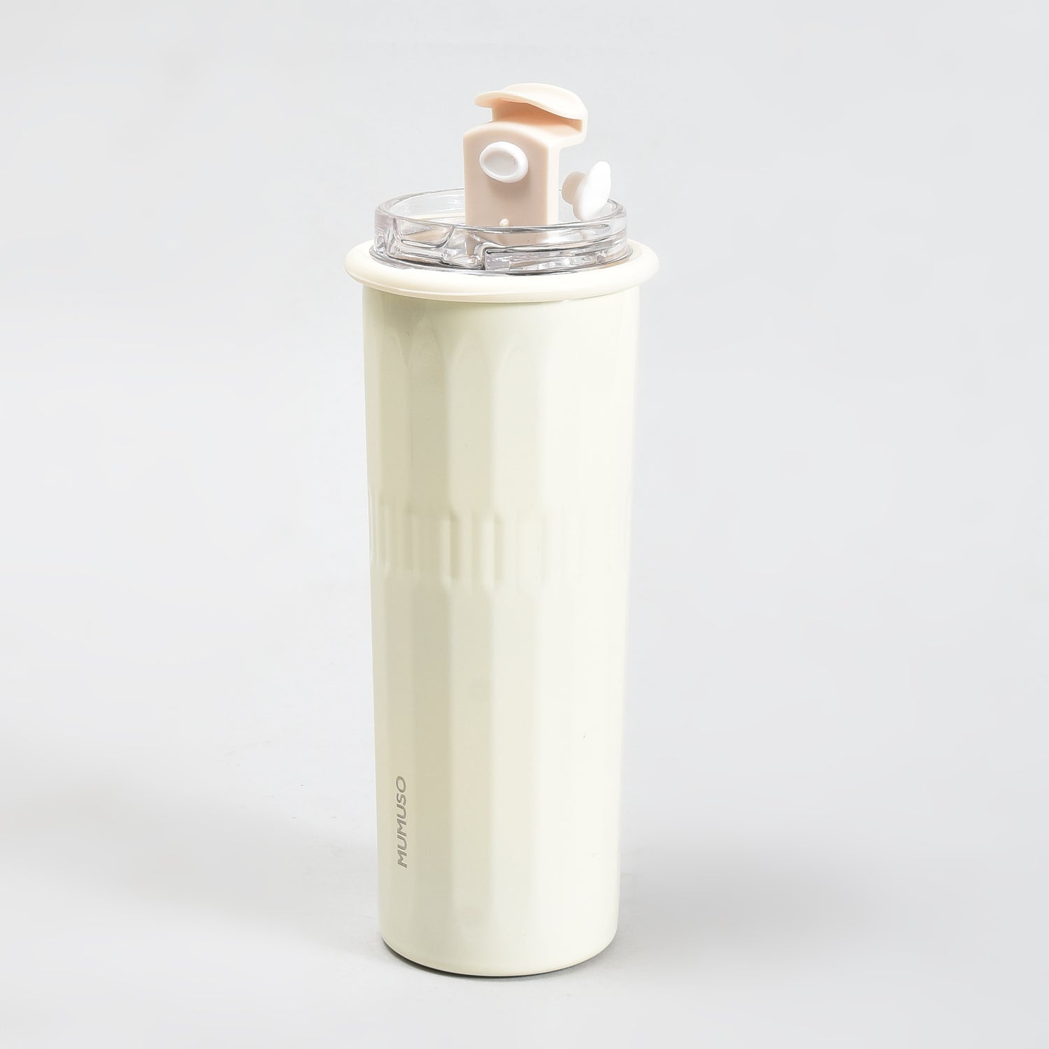 Mumuso Minimalist Insulate Tumbler with Flip Straw- OffWhite/500ml