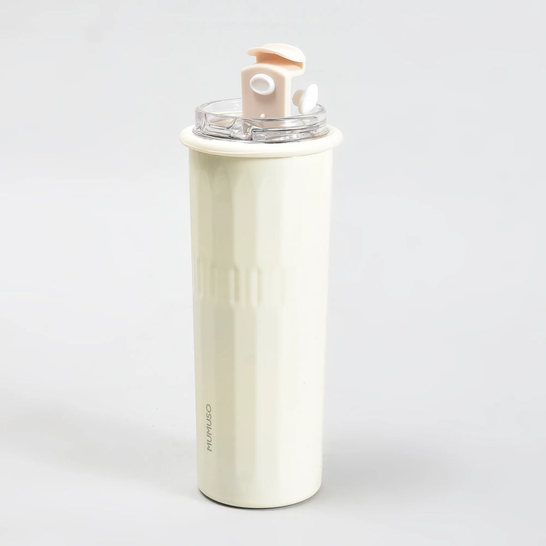 Mumuso Minimalist Insulate Tumbler with Flip Straw- OffWhite/500ml