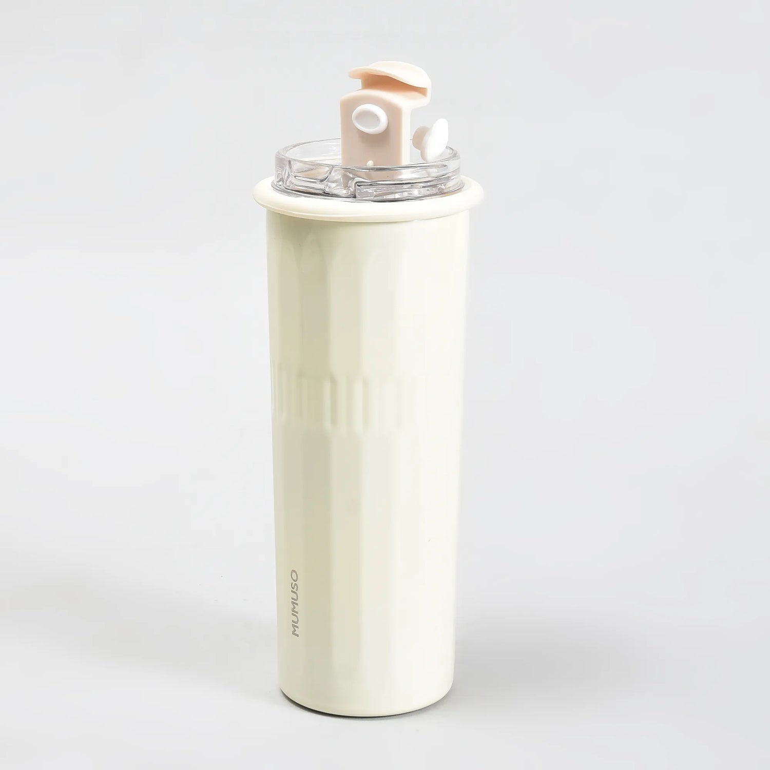 Mumuso Minimalist Insulate Tumbler with Flip Straw- OffWhite/500ml