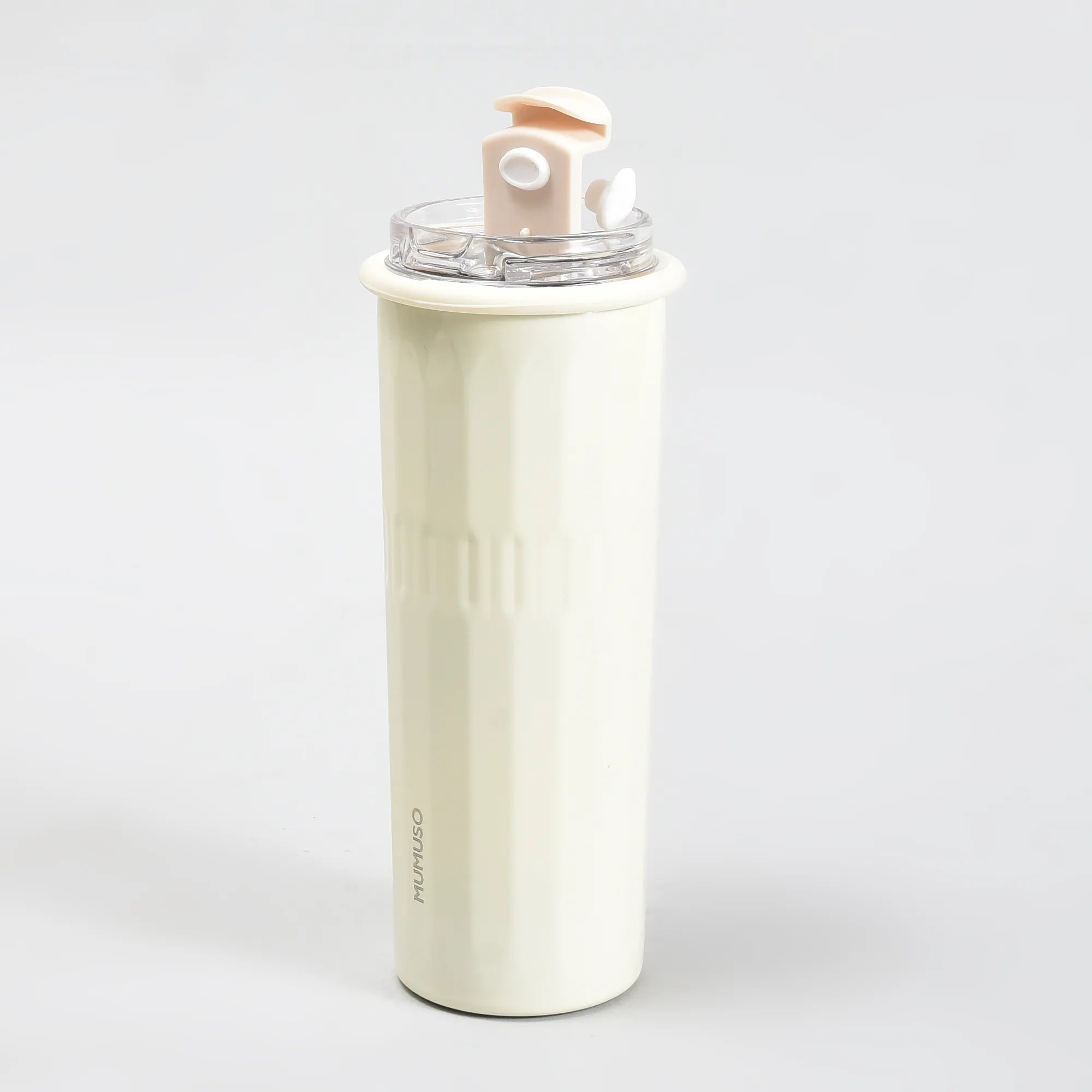Mumuso Minimalist Insulate Tumbler with Flip Straw- OffWhite/500ml