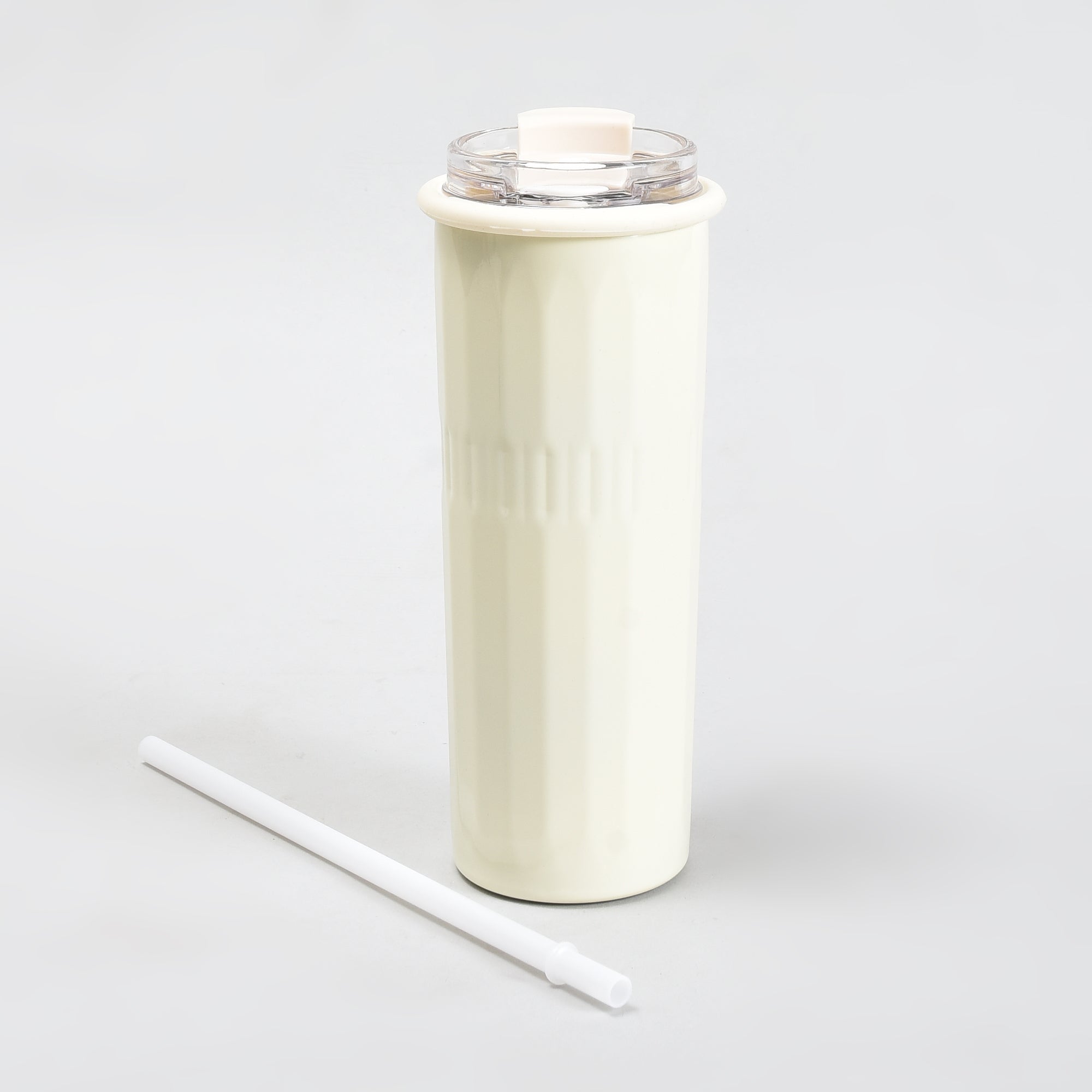 Mumuso Minimalist Insulate Tumbler with Flip Straw- OffWhite/500ml