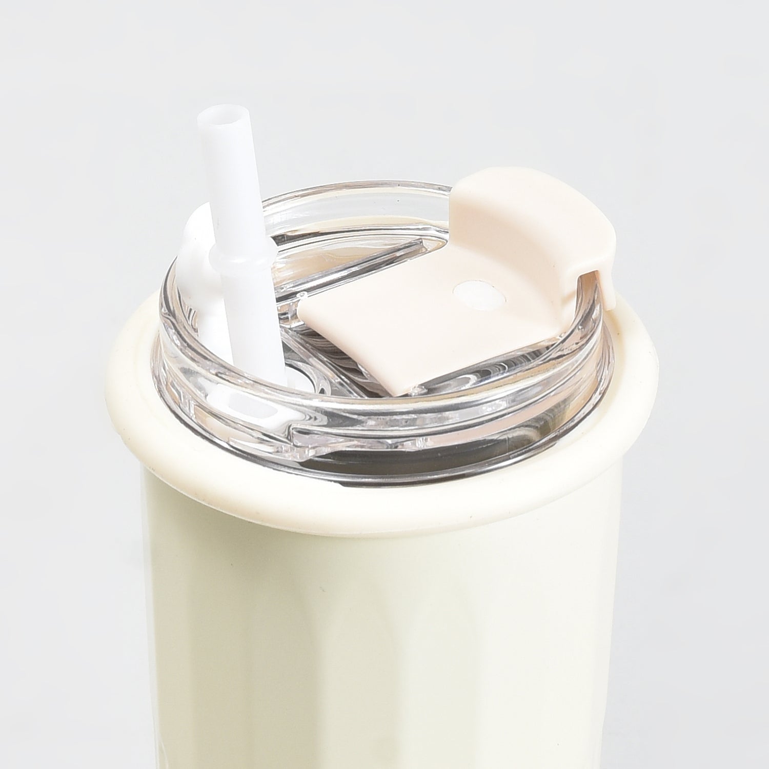 Mumuso Minimalist Insulate Tumbler with Flip Straw- OffWhite/500ml