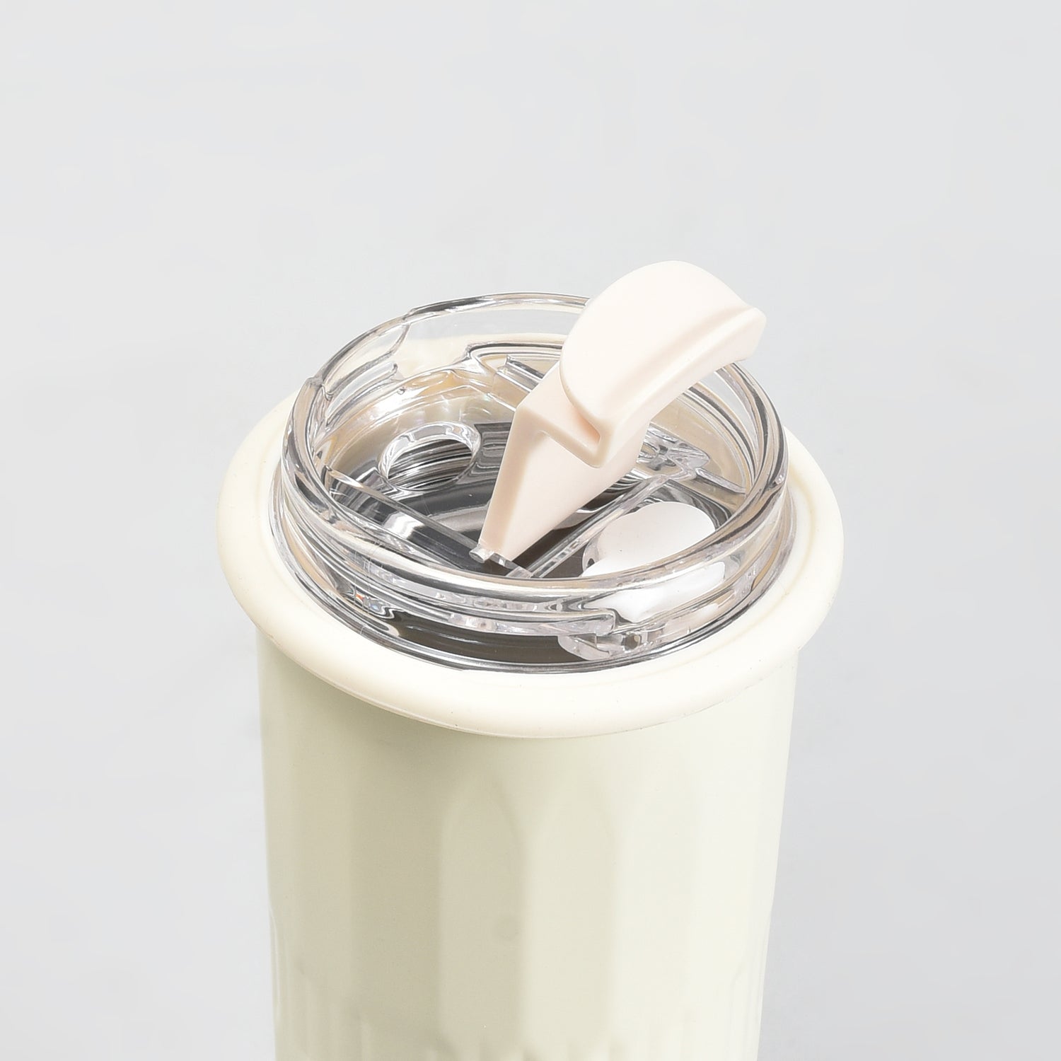 Mumuso Minimalist Insulate Tumbler with Flip Straw- OffWhite/500ml