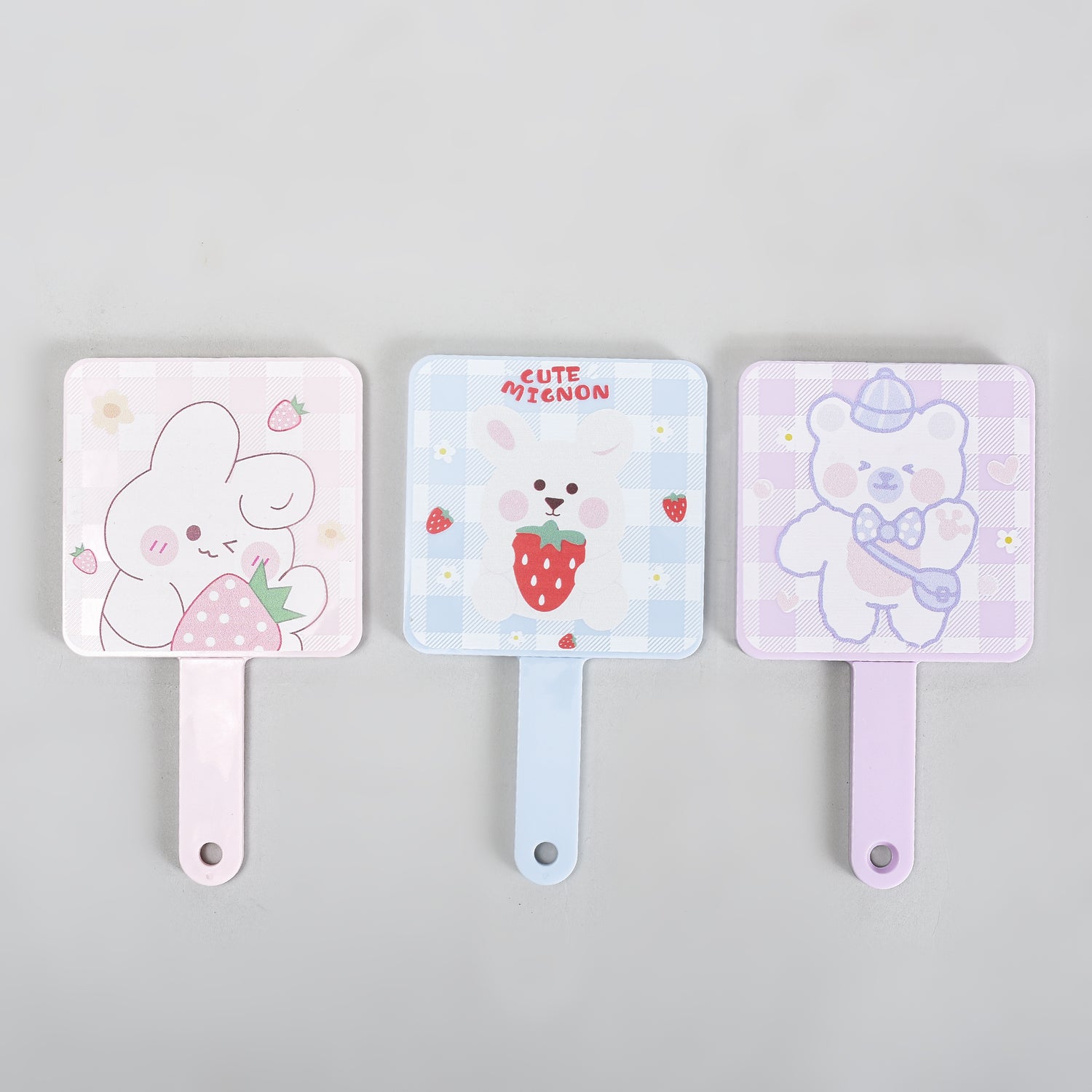 Mumuso Handheld Mirror &amp; Hair Comb 2-in-1 Combo  — Blue/ Pink/ Purple