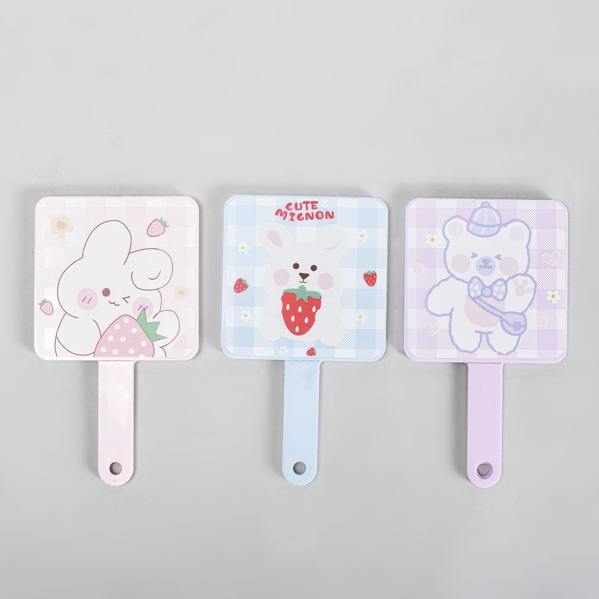 Mumuso Handheld Mirror &amp; Hair Comb 2-in-1 Combo  — Blue/ Pink/ Purple