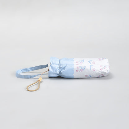 Mumuso Floral Print 5-Fold Sun Umbrella with cute cover