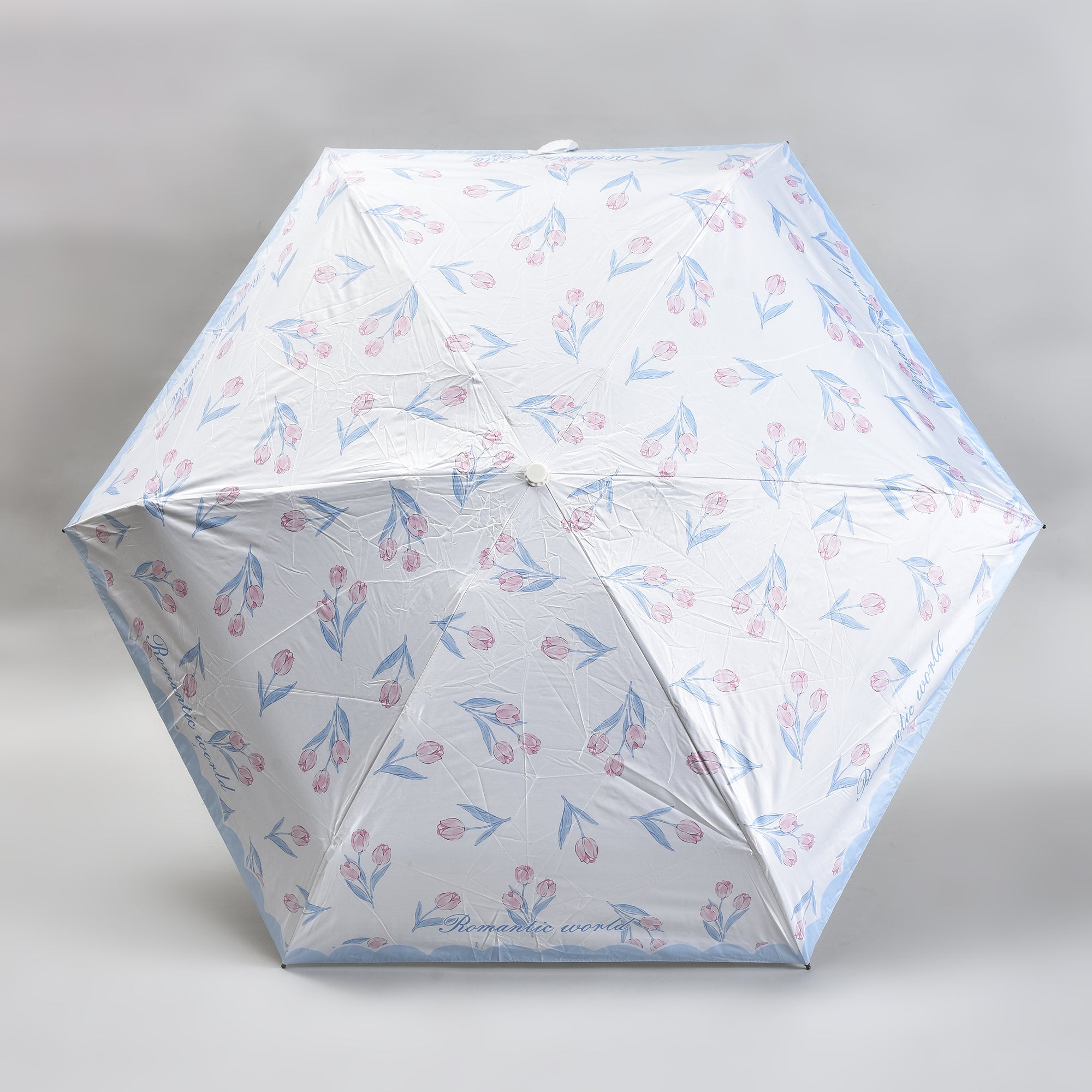 Mumuso Floral Print 5-Fold Sun Umbrella with cute cover