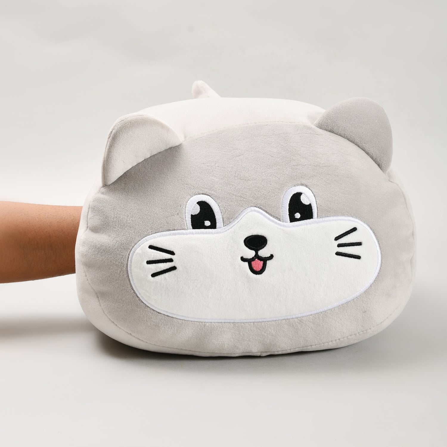 Ultra Soft Grey Cat Handwarmer Pillow- Plush Pillow/Throw Pillow