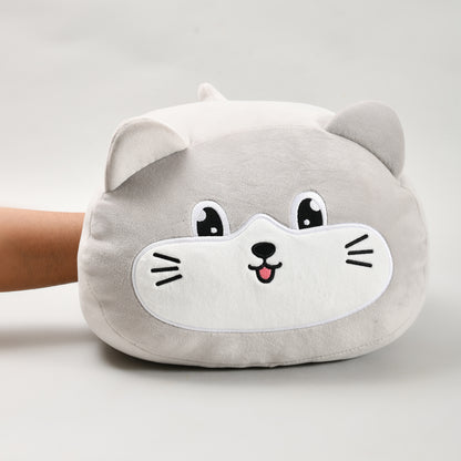 Ultra Soft Grey Cat Handwarmer Pillow- Plush Pillow/Throw Pillow