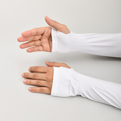 Mumuso Sun Protection Arm Sleeves - White