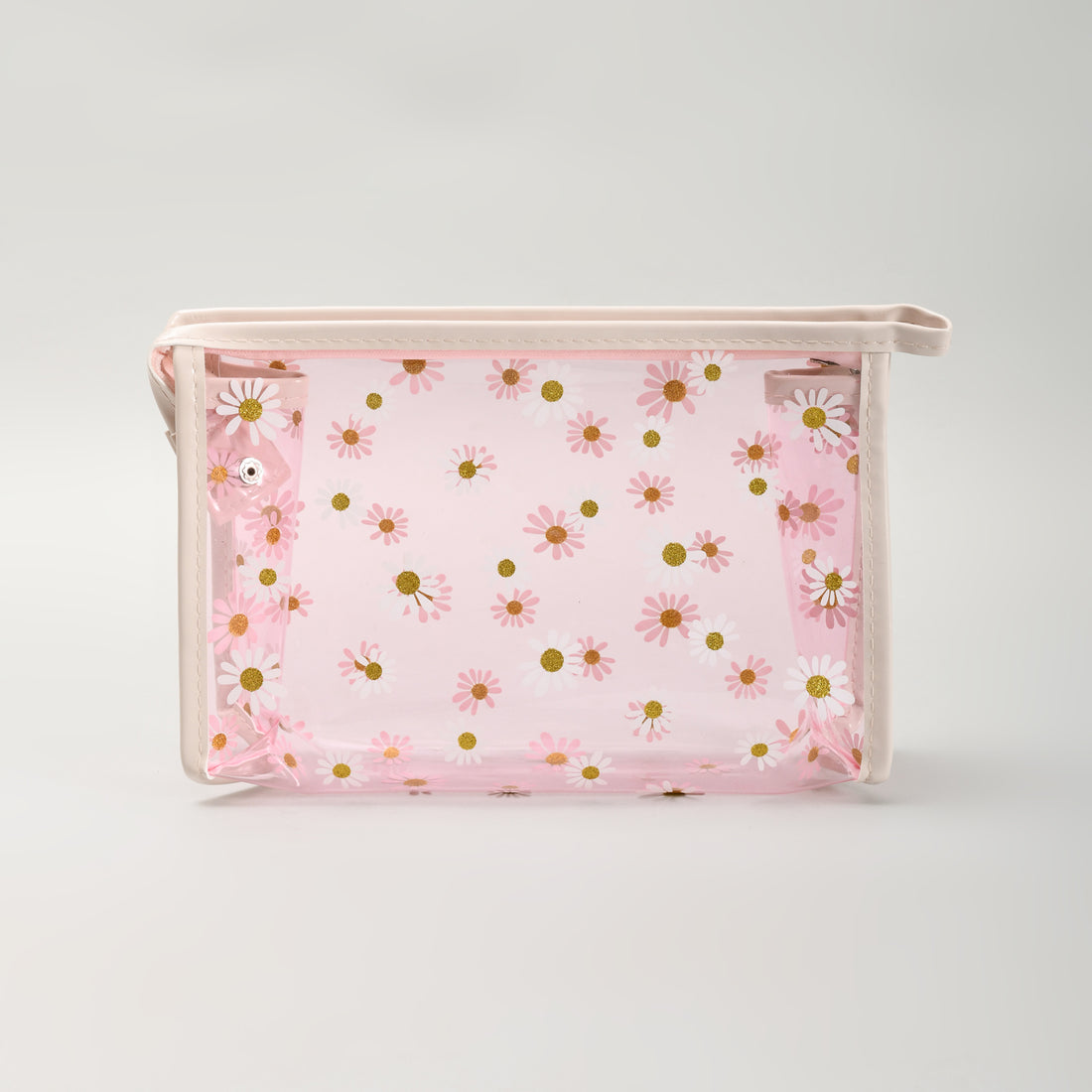 Pintresty Floral Transparent Pouch- Pink