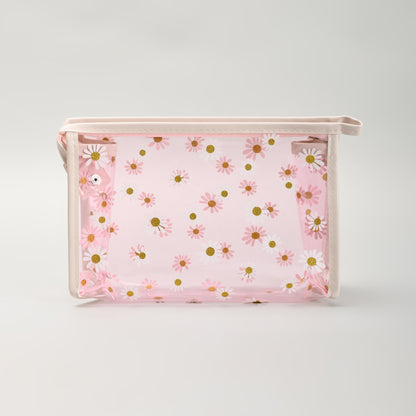 Pintresty Floral Transparent Pouch- Pink