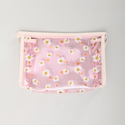 Pintresty Floral Transparent Pouch- Pink