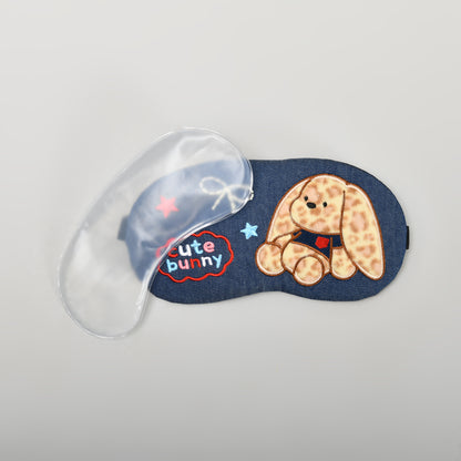 Cute Bunny Plush Eye Mask with Cooling Gel Pad- Blue