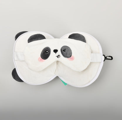 Panda shaped 3-in-1 Travel Comfort Set (Neck Pillow + Eye Mask + Keychain)